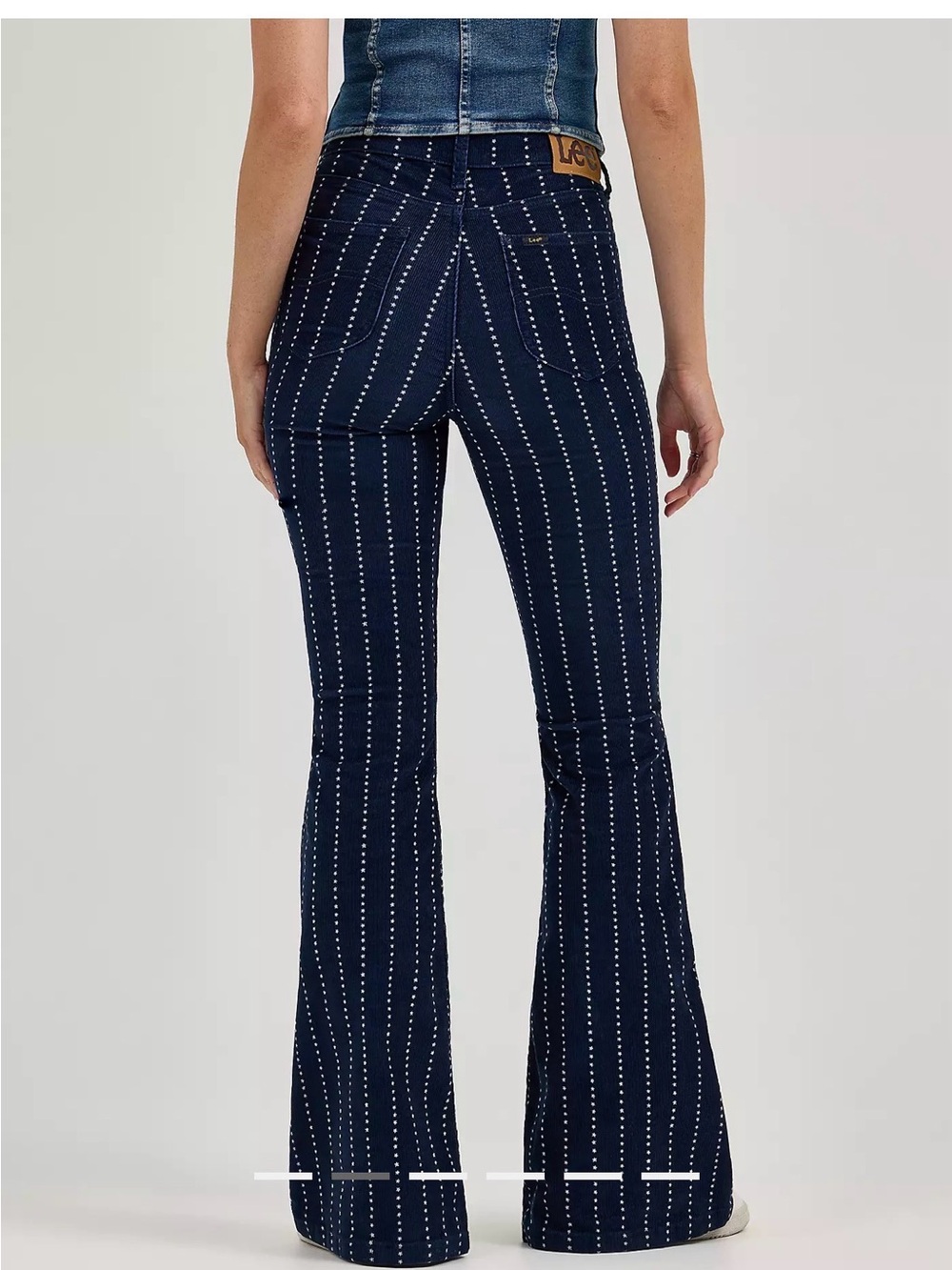 Lee NWT 28 M  HIgh Rise Stars and Stripes Corduroy Flare Jeans 60’s vibe July 4